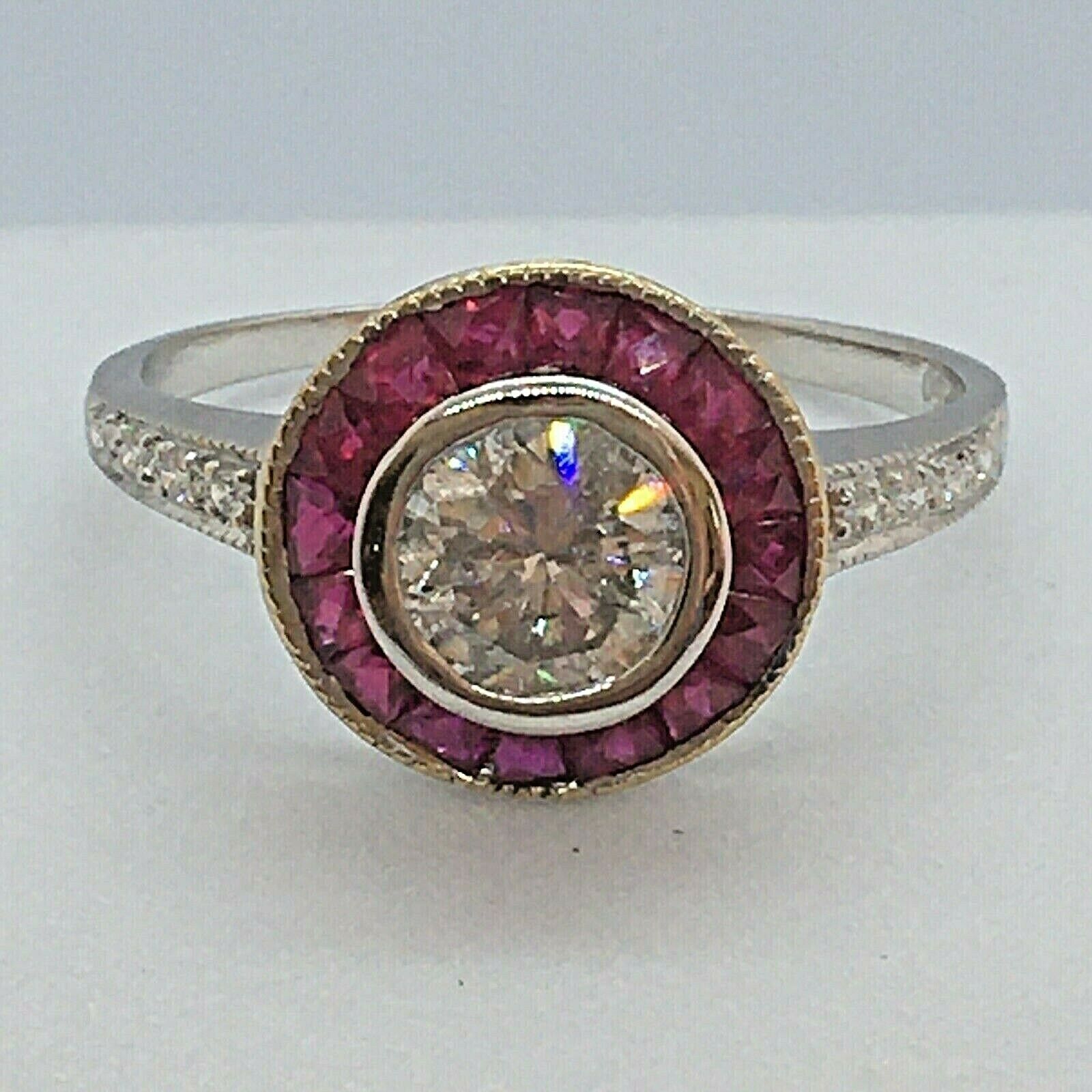 Art Deco style diamond and ruby ring. Nobel Antique jewelry Store, Santa Monica. Made in America.